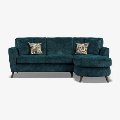 Oak&More Naples Teal Velvet Right Hand Facing Chaise Sofa