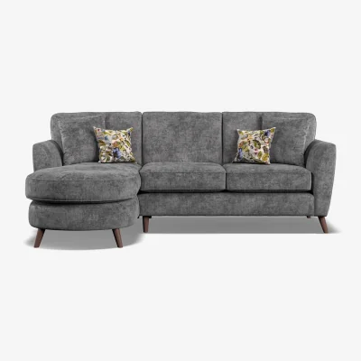 Oak&More Naples Grey Velvet Left Hand Facing Chaise Sofa