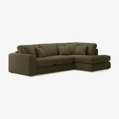 Oak&More Milan Moss Green Fabric Right Hand Facing Chaise Sofa