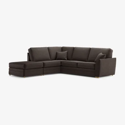 Oak&More Bella Chocolate Fabric Large Left Hand Facing Chaise Corner Sofa