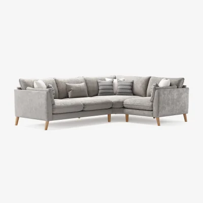 Oak&More Palermo Silver Chenille Fabric Right Hand Facing Corner Sofa