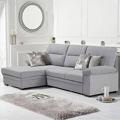 Oak&More Josephine Grey Linen Left Hand Facing Corner Sofa Bed