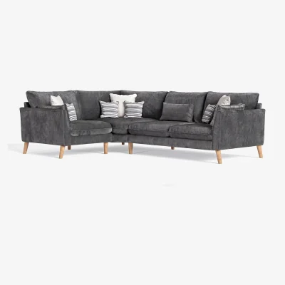 Oak&More Palermo Graphite Chenille Fabric Left Hand Facing Corner Sofa