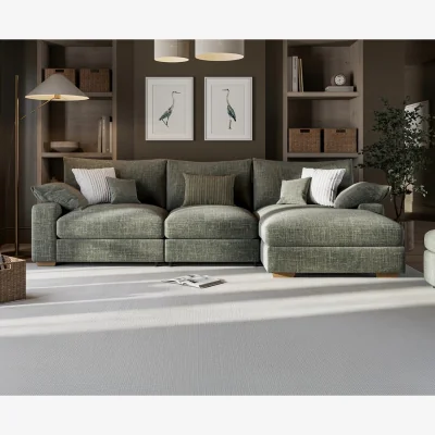 Oak&More Sorrento Forest Green Fabric Right Hand Facing Chaise Sofa
