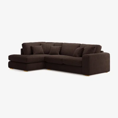 Oak&More Milan Chocolate Fabric Left Hand Facing Chaise Sofa