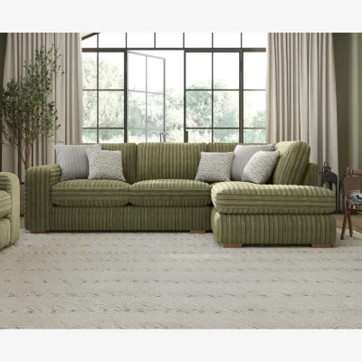 Oak&More Milan Fern Green Fabric Right Hand Facing Chaise Sofa