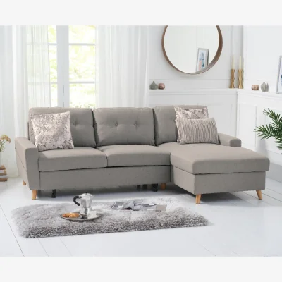 Oak&More Florence Right Facing Chaise Sofa Bed in Grey Linen
