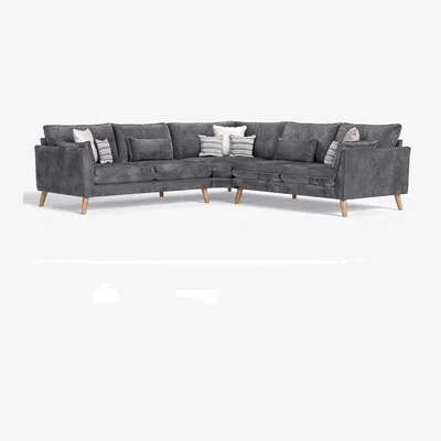 Oak&More Palermo Graphite Chenille Fabric Corner Sofa