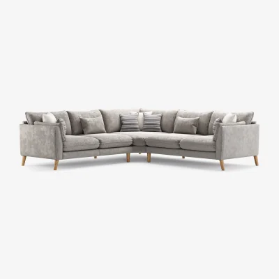 Oak&More Palermo Silver Chenille Fabric Corner Sofa