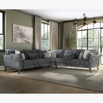 Oak&More Palermo Graphite Chenille Fabric Corner Sofa