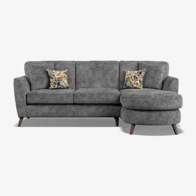 Oak&More Naples Grey Velvet Right Hand Facing Chaise Sofa