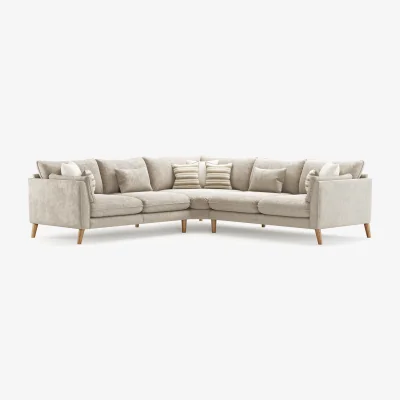 Oak&More Palermo Cream Chenille Fabric Corner Sofa