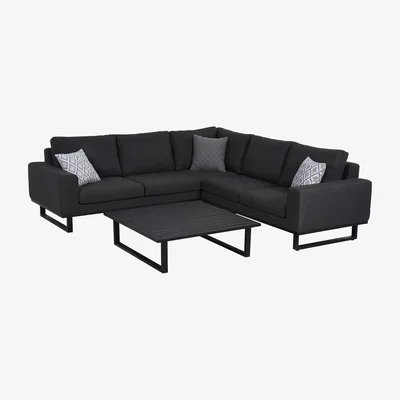Olivia's Maze Rattan Ethos Corner Group Charcoal Outdoor Furniture Set