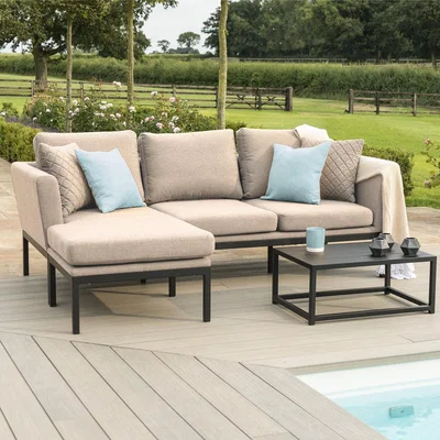 Olivia's Maze Rattan Pulse Chaise Sofa Set Taupe