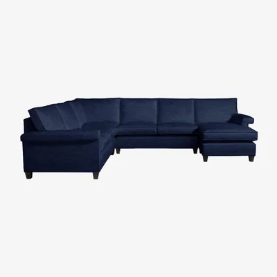 Olivia's Duresta Haywood Monarch Navy Corner Sofa / Footstool