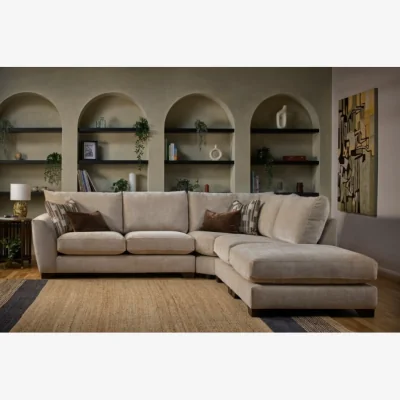 Downtown Morgan 4 Seater Corner Sofa With Footstool in Fabric - LH2 / COR / ALU / FST - Fabric Grade C