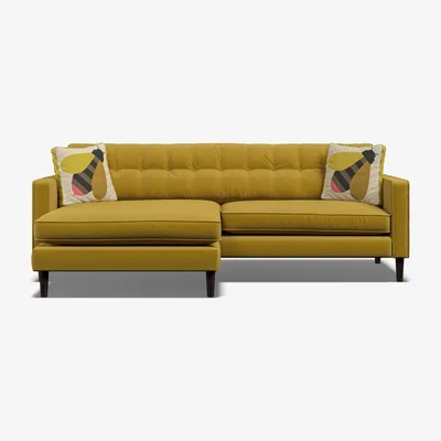 Downtown Orla Kiely Ebben Chaise Fabric Sofa - House Plain Fabric - Right Hand Facing