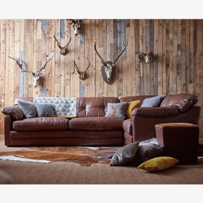 Downtown Alexander and James Ellison 4 Seater Corner Sofa - Leather Grade A - 1 Corner 3 Sofa RHF