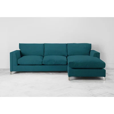 Perch and Parrow Chris Right Hand Chaise Sofa in Steel Blue