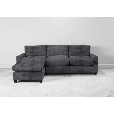 Perch and Parrow Mimi Left Hand Chaise Ottoman Sofa in Rhino Grey