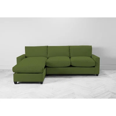 Perch and Parrow Mimi Left Hand Chaise Ottoman Sofa in Juniper Green