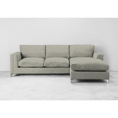 Perch and Parrow Chris Right Hand Chaise Sofa Bed in Silver Weave