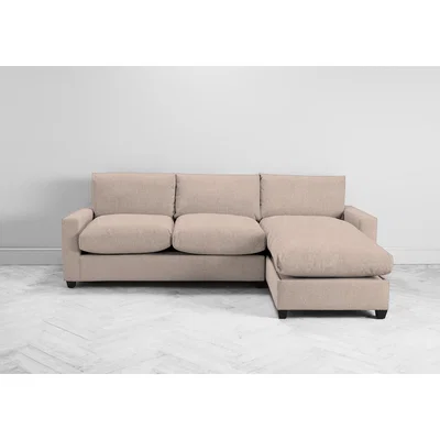Perch and Parrow Mimi Right Hand Chaise Ottoman Sofa in Rose Petal