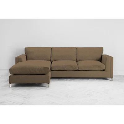 Perch and Parrow Chris Left Hand Chaise Sofa in Saddle Brown