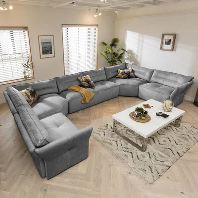 Quatropi Modular 8 Seater Modern U Shaped Corner Sofa 444x242cm Custom Fabric