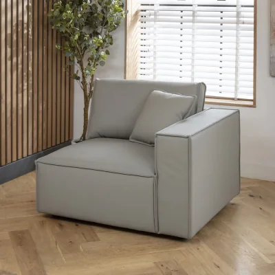 Quatropi Rupert Leather Right-Hand Armed Modular Sofa Section Elephant 110x98cm