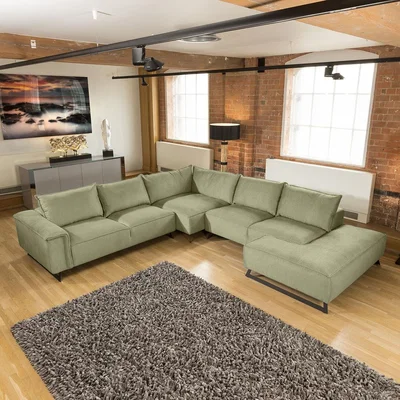Quatropi Quatropi Modern 6 Seater L Shape Corner Sofa Open End Custom Fabric