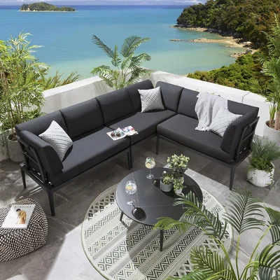 Quatropi Quatropi Modern Garden Corner Sofa - Modular Outdoor Sofa Set Grey