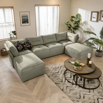 Quatropi Modern 6 Seater Sectional U Shaped Corner Sofa 384x192cm Custom Fabric