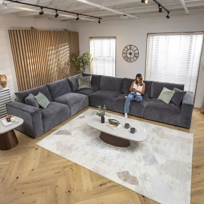 Quatropi Modern Corner Sofa 6 Seater Modular Settee Grey 386x297cm
