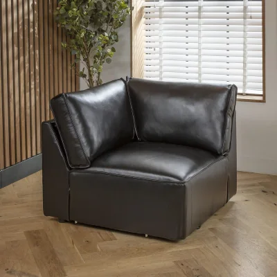 Quatropi Rupert Leather Corner Modular Sofa Section Carbon 98x98cm
