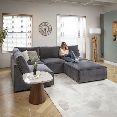Quatropi Modern 4 Seater Modular Corner Sofa Grey 276x196cm