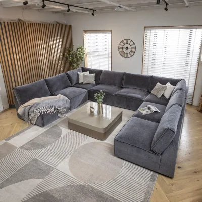 Quatropi Large 8 Seater Modular U-Shape Corner Sofa Grey 374x276cm