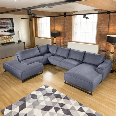 Quatropi Quatropi Modern 6 Seater Large U Shaped Corner Sofa Custom Fabric