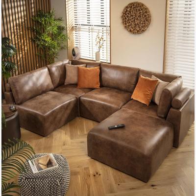 Quatropi Martha 4 Seater Corner Sofa Antique Brown 266x176cm 3L