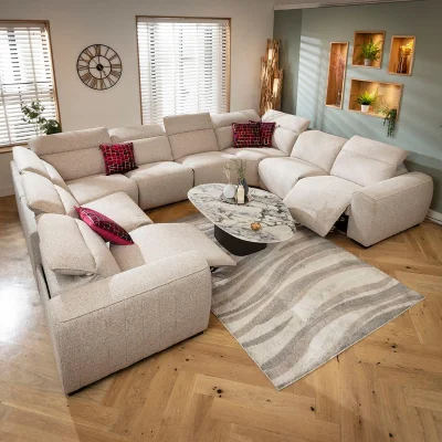 Quatropi Large Modern 8 Seater Recliner U-Shape Corner Sofa Settee Beige 386x296cm 11