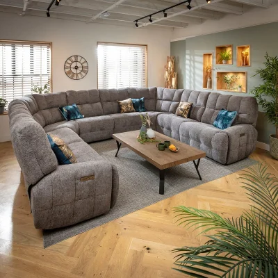 Quatropi Large 8 Seater Recliner U-Shape Corner Sofa Couch Charcoal Chenille 390x300cm 11