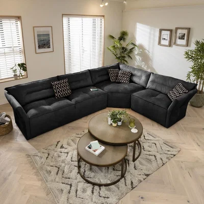 Quatropi Modular 6 Seater Modern L Shaped Corner Sofa 337x242cm Custom Fabric