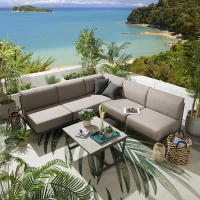Quatropi Quatropi Garden Corner Sofa  - Modern Modular Outdoor Set 6pc Beige