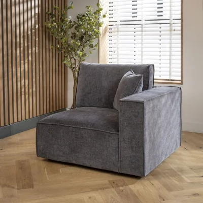Quatropi Rupert Right-Hand Armed Modular Sofa Section Storm 110x98cm