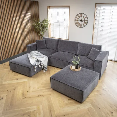 Quatropi Modern 3 Seater Sofa Modular U-Shape Chaise Settee Grey 309x196cm
