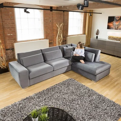 Quatropi Quatropi Ohio Luxury L Shape Corner Sofa Soft Velvet Made to Order 2R