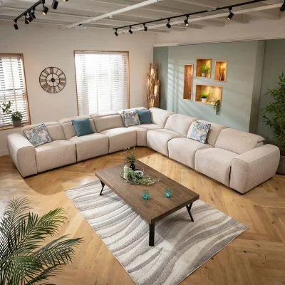 Quatropi Extra Large 7 Seater Recliner Corner Sofa L-Shape Settee Beige 372x372cm 17