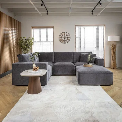 Quatropi Modern Grey Corner Sofa 4 Seater Modular Couch 306x208cm