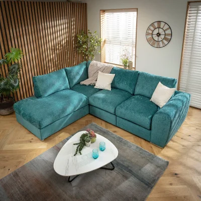 Quatropi Gala Modern L-Shape Corner Sofa Teal 265x210cm