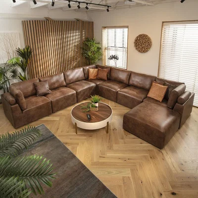 Quatropi Martha 8 Seater Corner Sofa Antique Brown 348x348cm 17